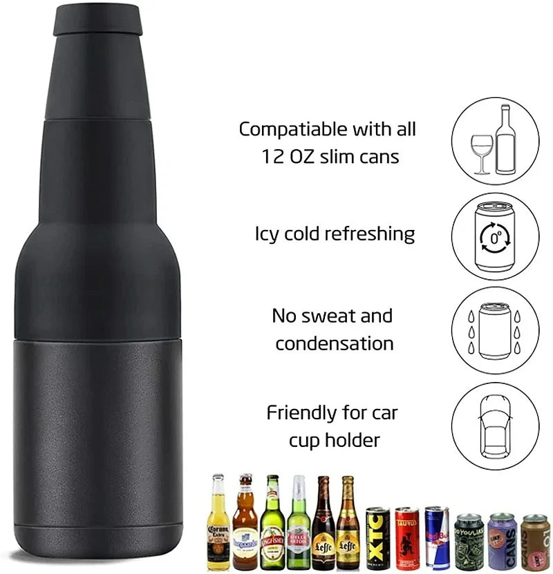 Beer Bottle and Can Cooler with Beer Opener